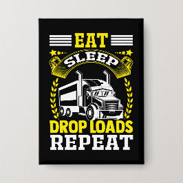 食べスリープ負荷トラックドライバのおもしろい引用文 缶バッジ