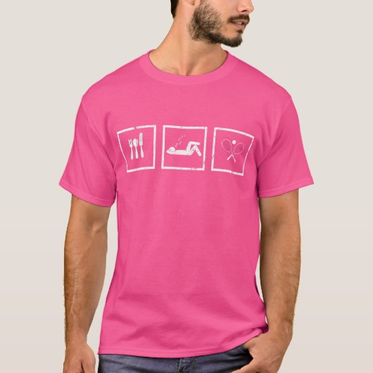 食べテニスおもしろいテニス Tシャツ (正面)