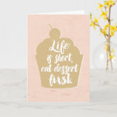 食べデザートの最初のグリーティングカード カード (黄色い花)