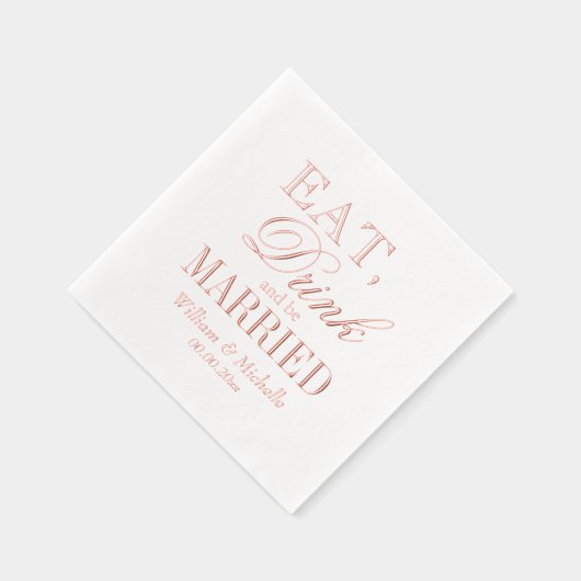 食べドリンクとカスタムウェディング結婚したパーティーブロンズ 箔ナプキン (右)