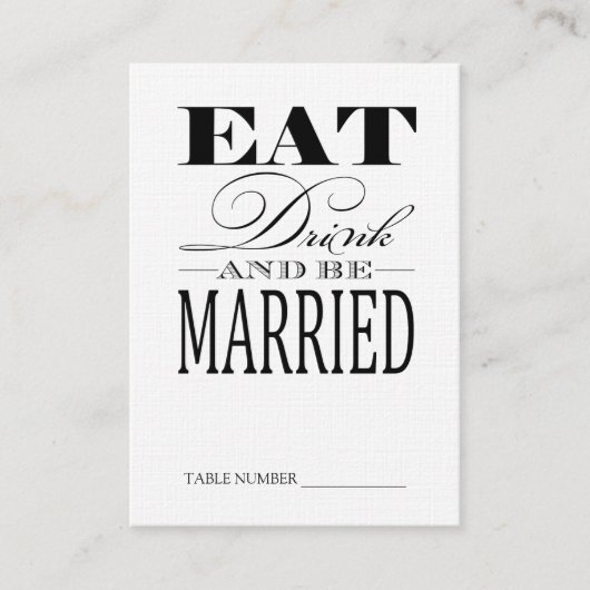 食べドリンクとビー結婚したブ、リネンのテーブル番号カード プレイスカード (正面)