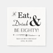 食べドリンクとビー80ファンキーレトロ80誕生日 スタンダードカクテルナプキン (正面)