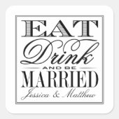 食べドリンクとブ結婚したロモダンク/ホワイト結婚ズ スクエアシール (正面)