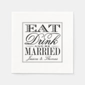 食べドリンクとブ結婚したロモダンク/ホワイト結婚ズ スタンダードカクテルナプキン (正面)