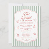 食べドリンクとベスのクメリーリスマス企業のパーティー 招待状 (正面)