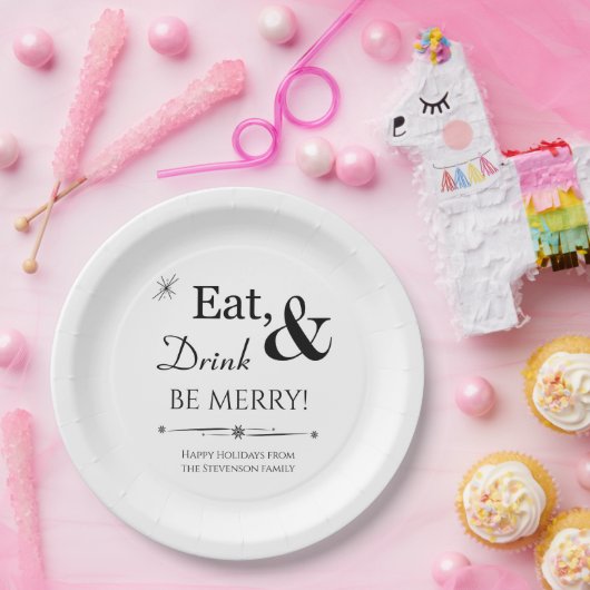 食べドリンクとベメリーレトロ半世紀クリスマス ペーパープレート (パーティー)