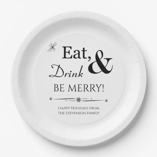 食べドリンクとベメリーレトロ半世紀クリスマス ペーパープレート (正面)