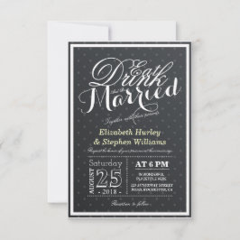 食べドリンクとベ結婚したブ・ブラック&ホワイト水玉模様 招待状