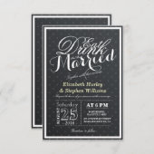 食べドリンクとベ結婚したブ・ブラック&ホワイト水玉模様 招待状 (正面/裏面)