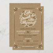 食べドリンクとベ結婚したーの結婚クラフト招待状 招待状 (正面/裏面)
