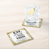 食べドリンクとベ結婚したーグリッター金ゴールドカスタム スクエアペーパーコースター (インサイチュ)
