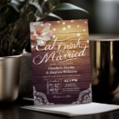 食べドリンクとベ結婚した結婚スのフローラ素朴ウッド 招待状