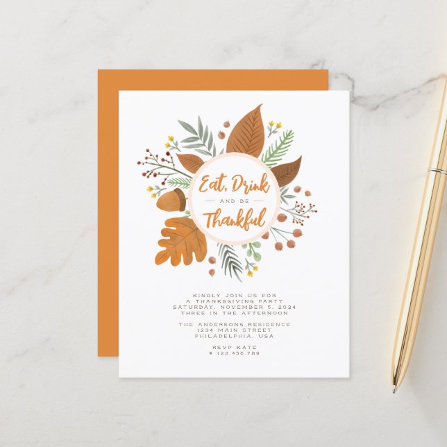 食べドリンクと感謝祭のリースパーティー (正面/裏面インサイチュ)