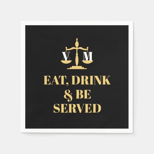 食べドリンクと服務法律学校弁護士卒業式 スタンダードカクテルナプキン (正面)