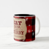 食べドリンクと赤いメリーパイ素朴ドクリスマス ツートーンマグカップ (正面右)