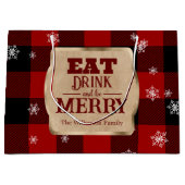 食べドリンクと赤いメリーパイ素朴ドクリスマス ラージペーパーバッグ (正面)