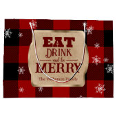 食べドリンクと赤いメリーパイ素朴ドクリスマス ラージペーパーバッグ (裏面)