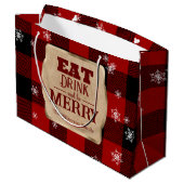 食べドリンクと赤いメリーパイ素朴ドクリスマス ラージペーパーバッグ (裏面アングル)