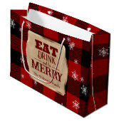 食べドリンクと赤いメリーパイ素朴ドクリスマス ラージペーパーバッグ (正面アングル)