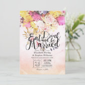 食べドリンクとBe結婚した Water Colorフラワー結婚ズ 招待状 (スタンド正面)