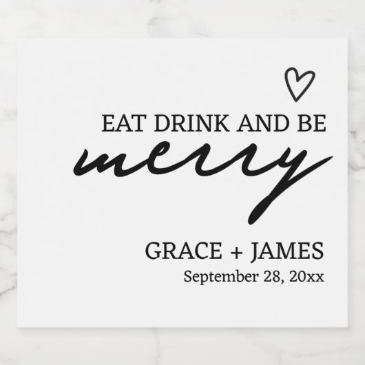 食べドリンクベメリーミニマルタイポグラフィ結婚ズ スパークリングワインラベル (シングルラベル)