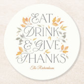 食べドリンク与え感謝していパーティーコースター ラウンドペーパーコースター (正面)