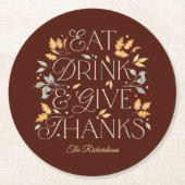 食べドリンク与え感謝していパーティーコースター ラウンドペーパーコースター (正面)