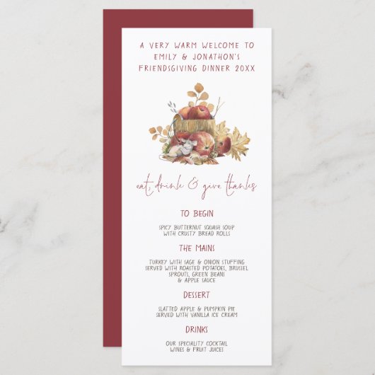 食べドリンク与え感謝していマウスの友達提供 メニュー (正面/裏面)