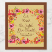 食べドリンク喜び与え感謝してい秋 ワインラベル (シングルラベル)