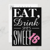 食べドリンク彼女のSweet sixteen誕生日招待状 インビテーションポストカード (正面/裏面)