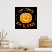 食べドリンク怖いハロウィンシンボルや象徴24x24 ポスター (キッチン)