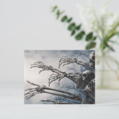 食べドリンク怖がるゾンビスケルトンのハロウィーンカード ポストカード (スタンド正面)