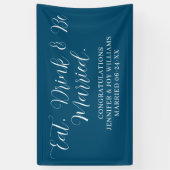 食べドリンク結婚したは黒い結婚台本の 横断幕 (縦)