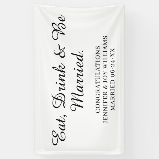 食べドリンク結婚したは黒い結婚台本の 横断幕 (縦)