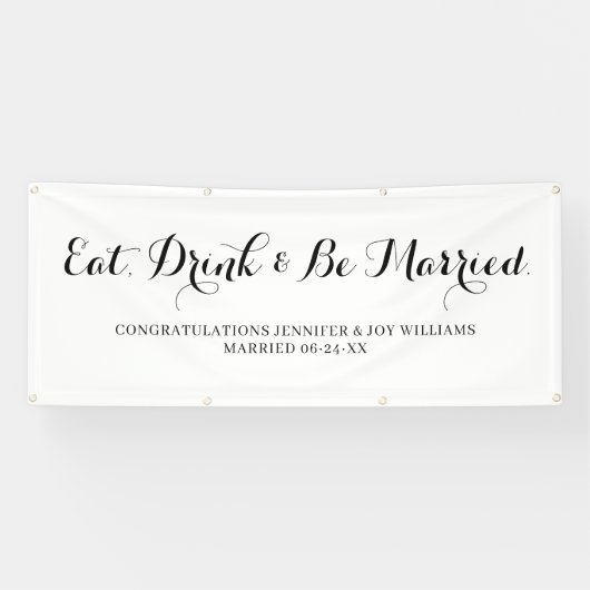 食べドリンク結婚したは黒い結婚台本の 横断幕 (横)