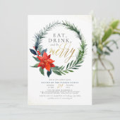 食べドリンク&ビーメリー |金ゴールドクリスマスディナーパーティー 招待状 (スタンド正面)