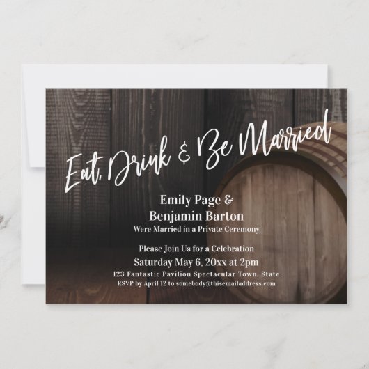 食べドリンク&ビー結婚したウッドバレル披露宴 招待状 (正面)