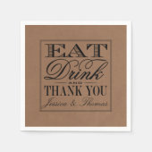 食べドリンク&ビー結婚したク素朴ラフ結婚ズ スタンダードカクテルナプキン (正面)