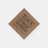 食べドリンク&ビー結婚したク素朴ラフ結婚ズ スタンダードカクテルナプキン (角)