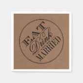 食べドリンク&ビー結婚したク素朴ラフ結婚ズ スタンダードカクテルナプキン (正面)