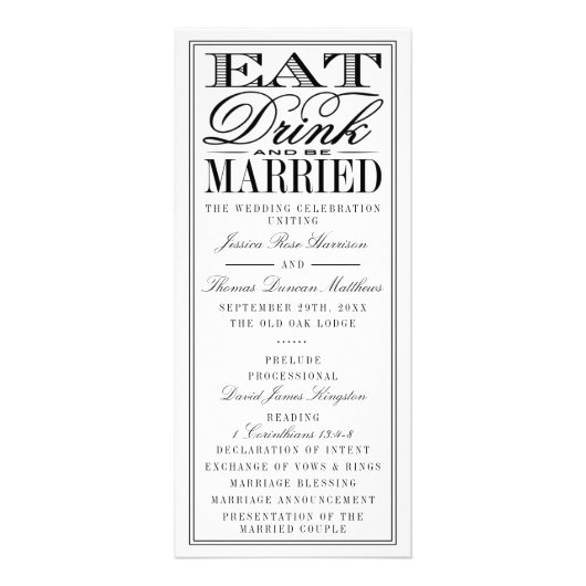 食べドリンク&ビー結婚したモダン結婚式 プログラム (正面)