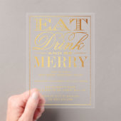 食べドリンク&ベフェスティバル金メリー箔クリスマス アクリル招待状 (インサイチュ (ポータブル))