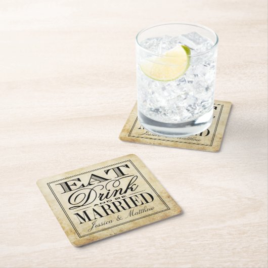 食べドリンク&Beヴィン結婚したテージ結婚式 スクエアペーパーコースター (インサイチュ)