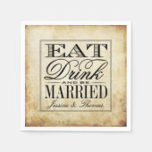 食べドリンク&Beヴィン結婚したテージ結婚式 スタンダードカクテルナプキン (正面)