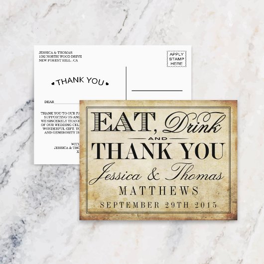 食べドリンク&Beヴィン結婚したテージ結婚式 ポストカード