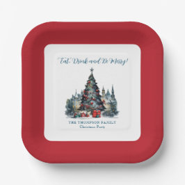 食べドリンクBeシ伝統的ェーンメリークリスマス ペーパープレート