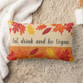 食べドリンクbeビーガン秋の色の落ちた葉 ランバークッション (ブランケット)