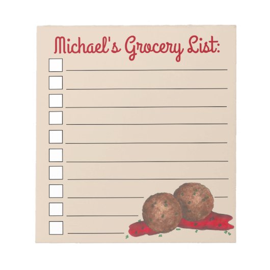 食べパーソナライズされた物ミートボールイタリアンマリナラリスト ノートパッド (正面)