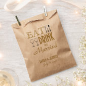 食べパーソナライズされた飲み結婚したて フェイバーバッグ (クリップ留めされた状態)