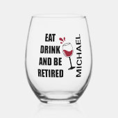 食べパーソナライズされた飲み退職したる ステムなしワイングラス (正面)